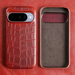 Crocodile Embossed Leather Magnetic Case with Raised Lens Guard for Google Pixel 9 Series