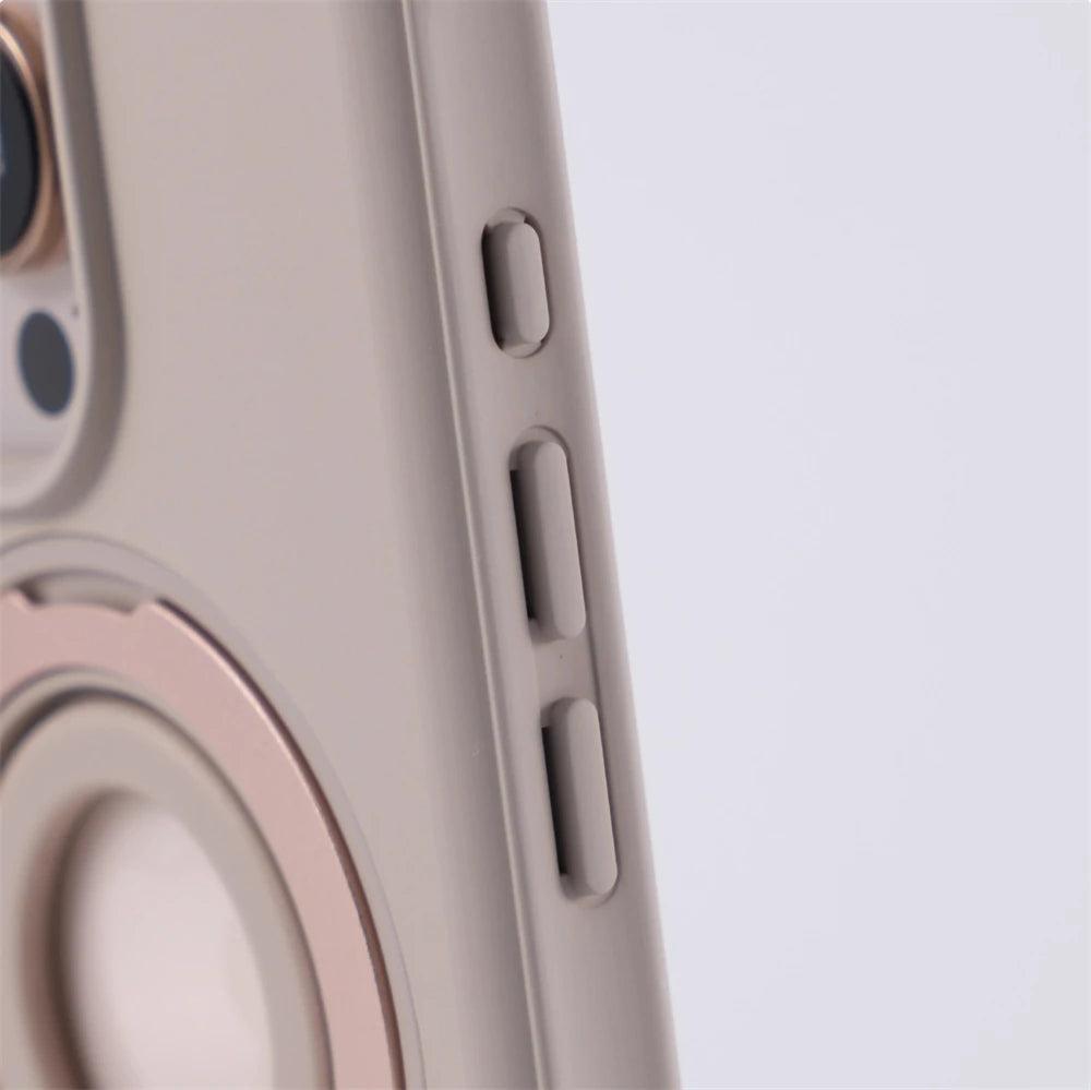 iPhone 16 Series Protective Armor Hollow MagSafe Case with 360° Rotating Ring Stand