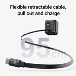 ACEFAST 100W GaN Charger With Retractable USB-C Cable