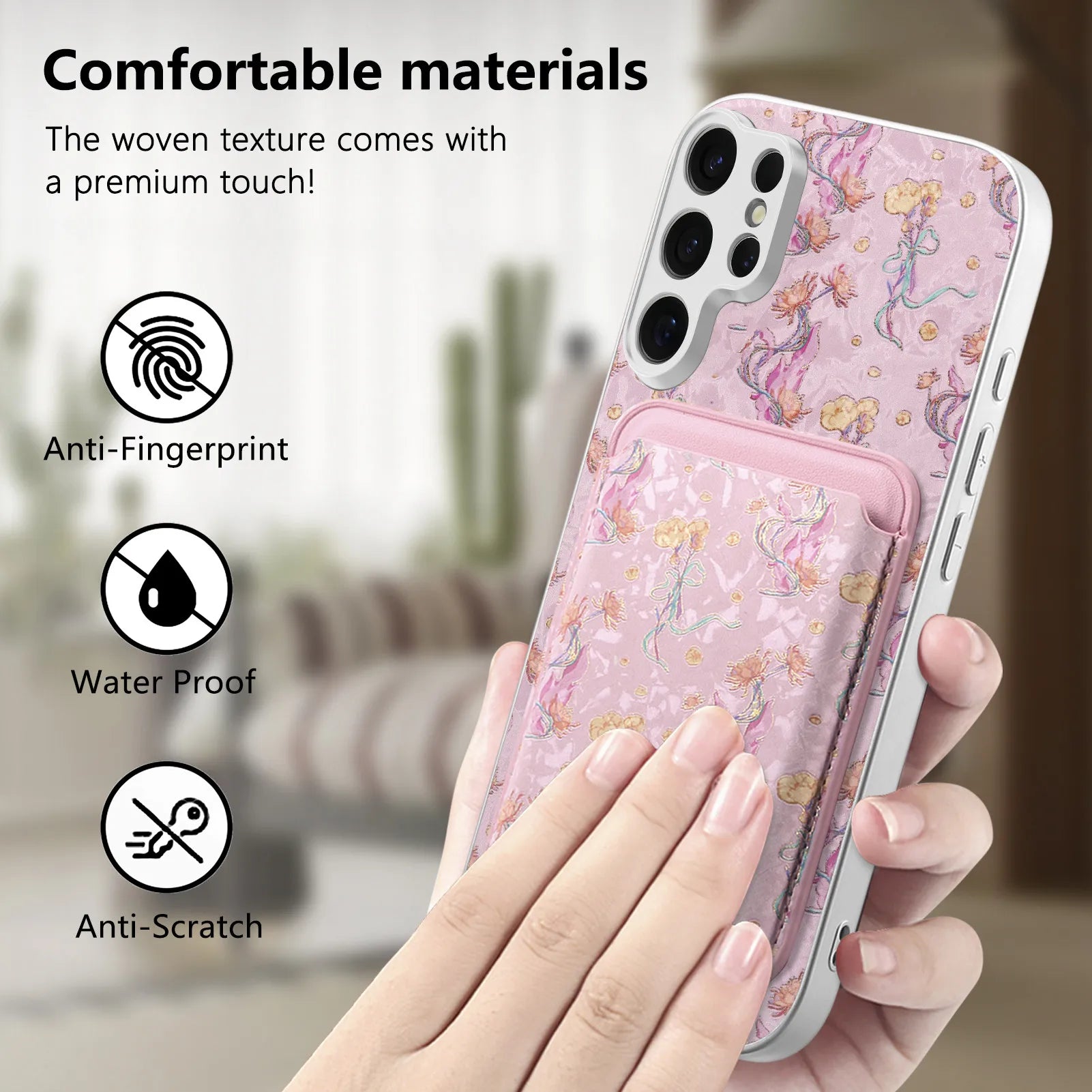 Premium Embossed Leather Case with Removable Card Holder for Samsung Galaxy S26 Series