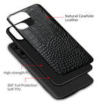 Shockproof Genuine Cowhide Leather Phone Case for Xiaomi Redmi Note 13 Series