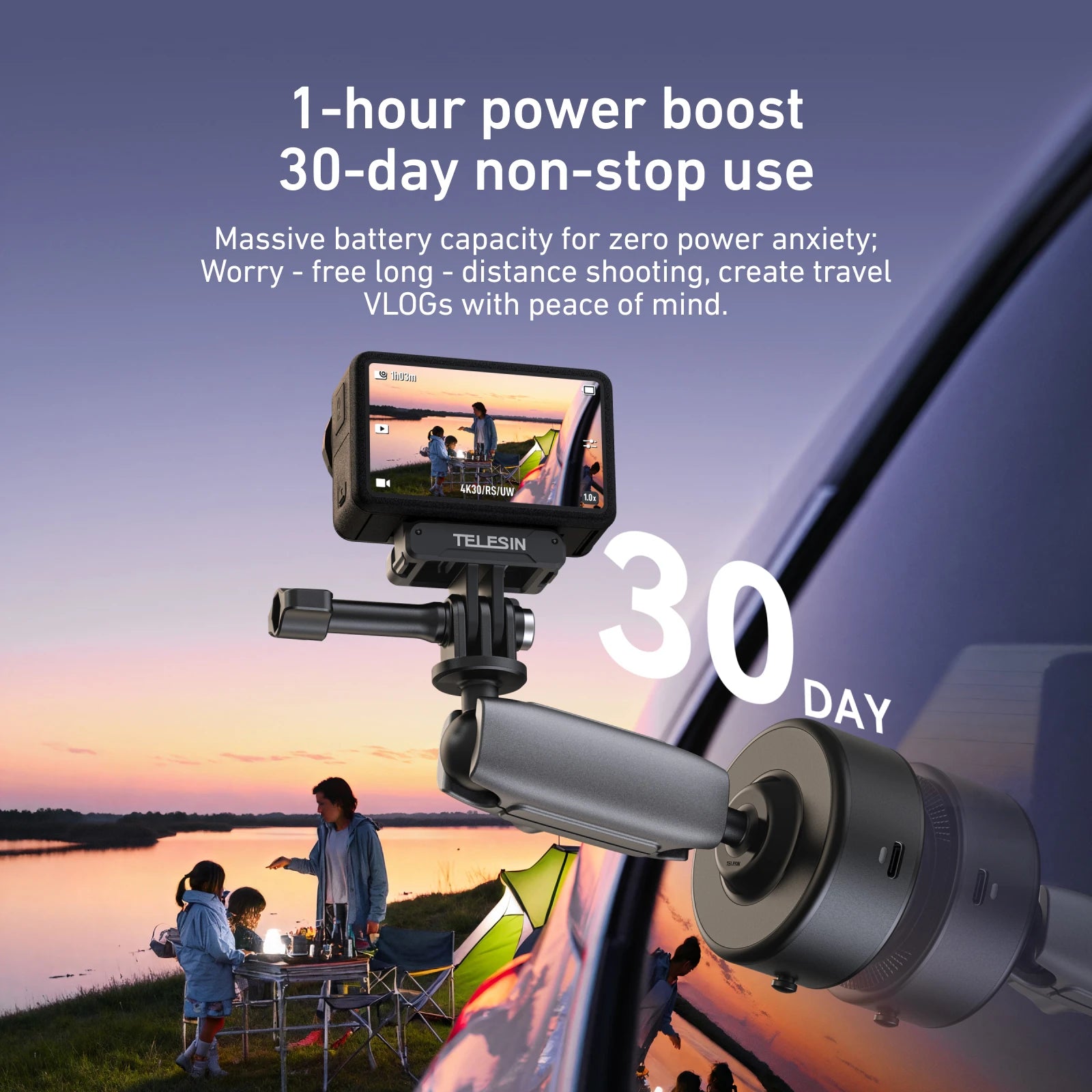 TELESIN Electric Suction Cup Mount for Action Cameras
