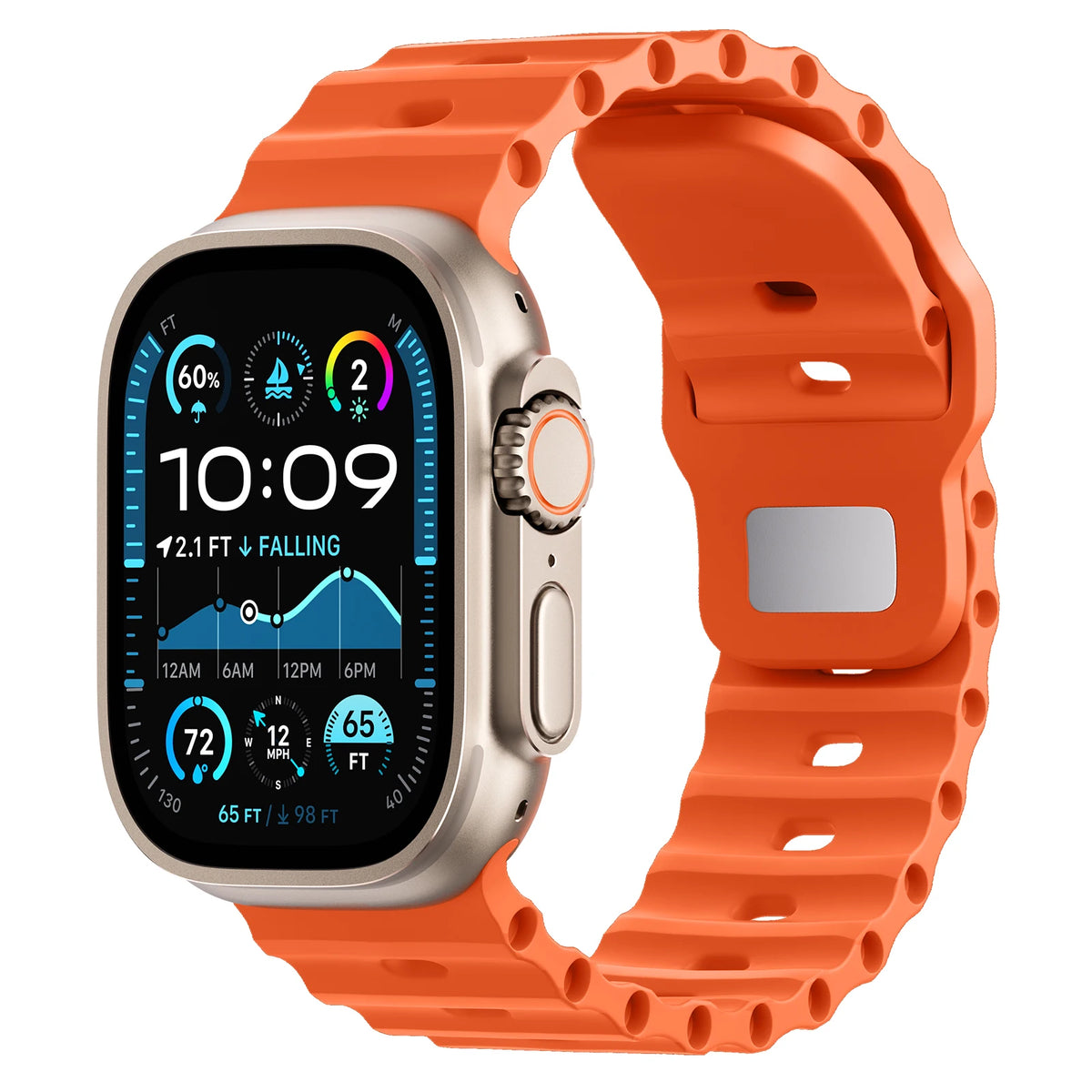 Breathable Perforated Silicone Band with Wave Pattern Grip for Apple Watch