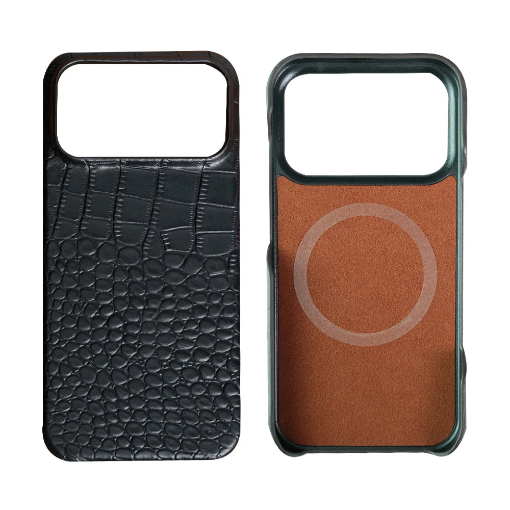 Natural Cowhide Leather MagSafe Case for iPhone 17 Series