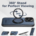 iPhone 16 Series Denim MagSafe Case with 360° Ring Bracket & Kickstand