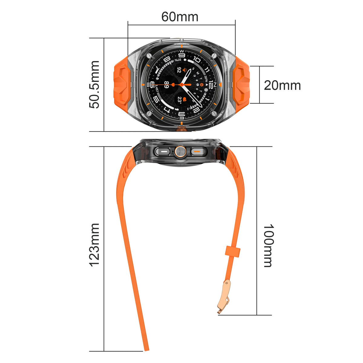 Integrated Transparent Case and Silicone Wristband for Samsung Galaxy Watch Ultra 2