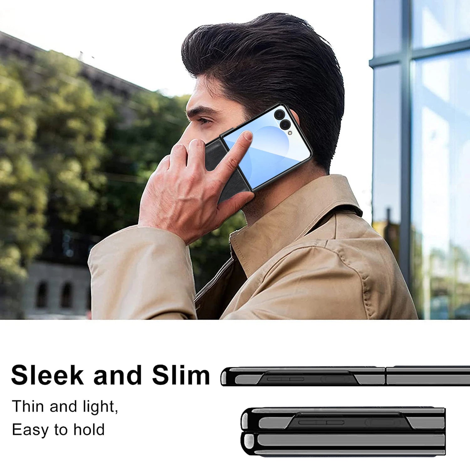 Luxury Leather Case with Tempered Glass Screen Protector for Samsung Galaxy Z Flip 8