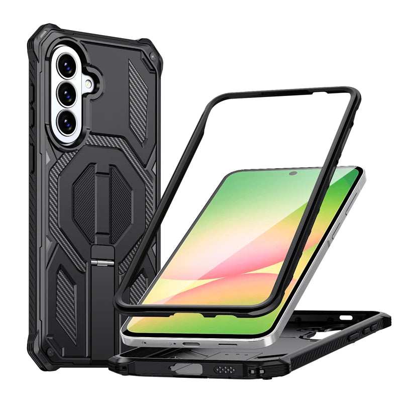 Shockproof PC+TPU Kickstand Case with Magnetic Ring for Samsung Galaxy A17