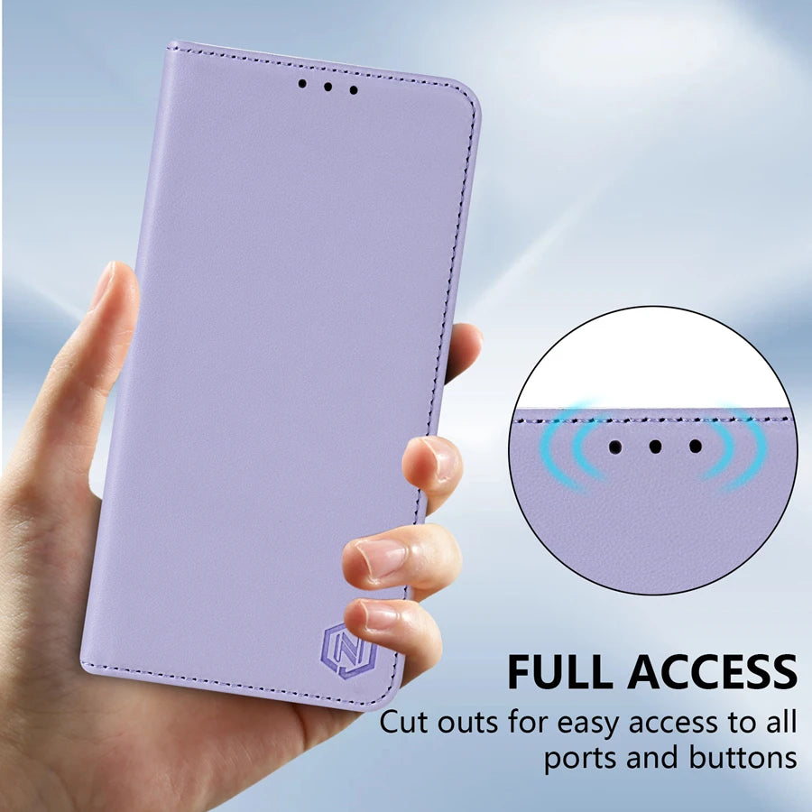 Skin-Friendly Leather Flip Case with Card Slot for Samsung Galaxy S26 Series