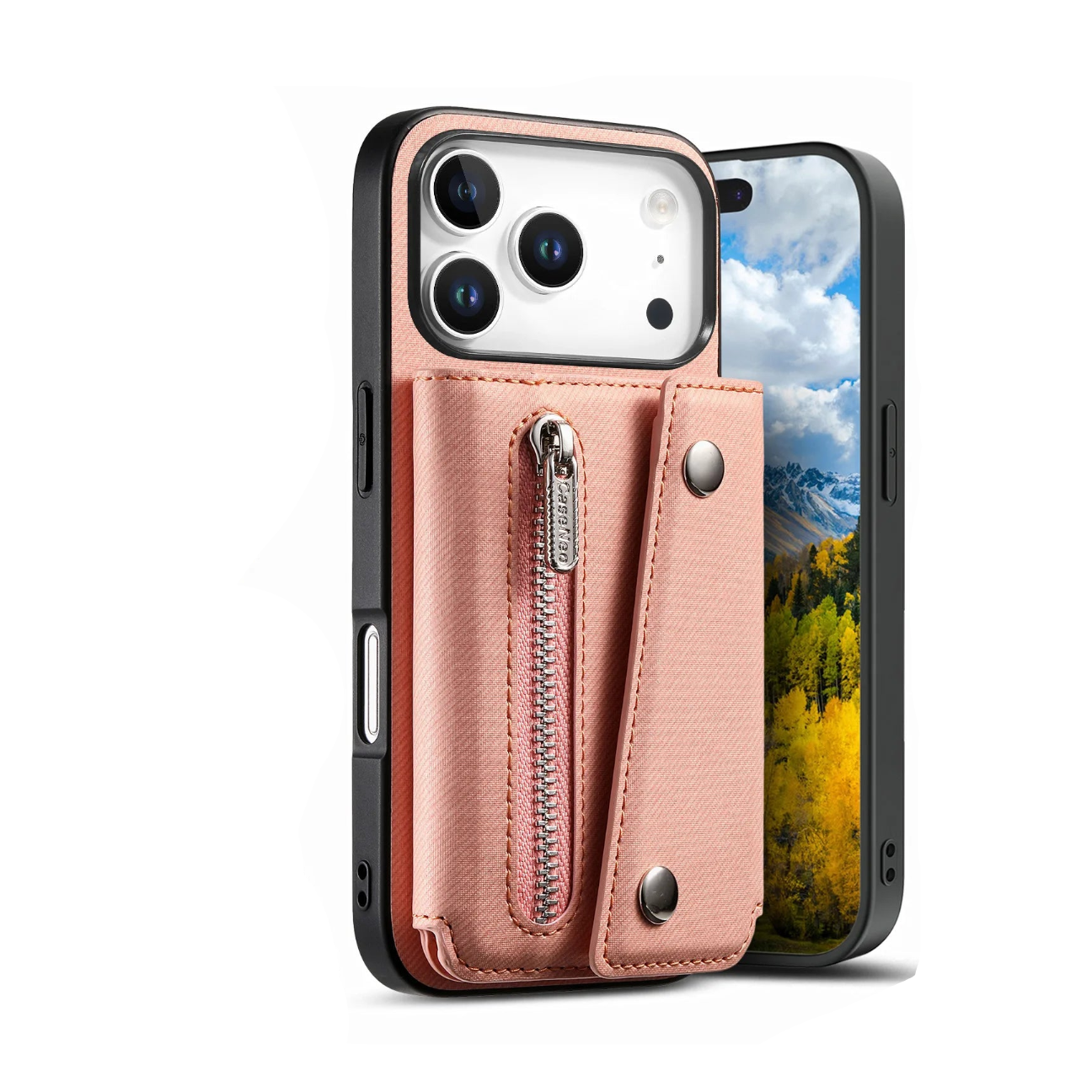 MagSafe Compatible Leather Case with Detachable Zipper Pocket for iPhone 17 Series