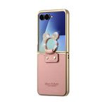 Luxury Leather Case with Rhinestone Ring Holder for Samsung Galaxy Z Flip 7