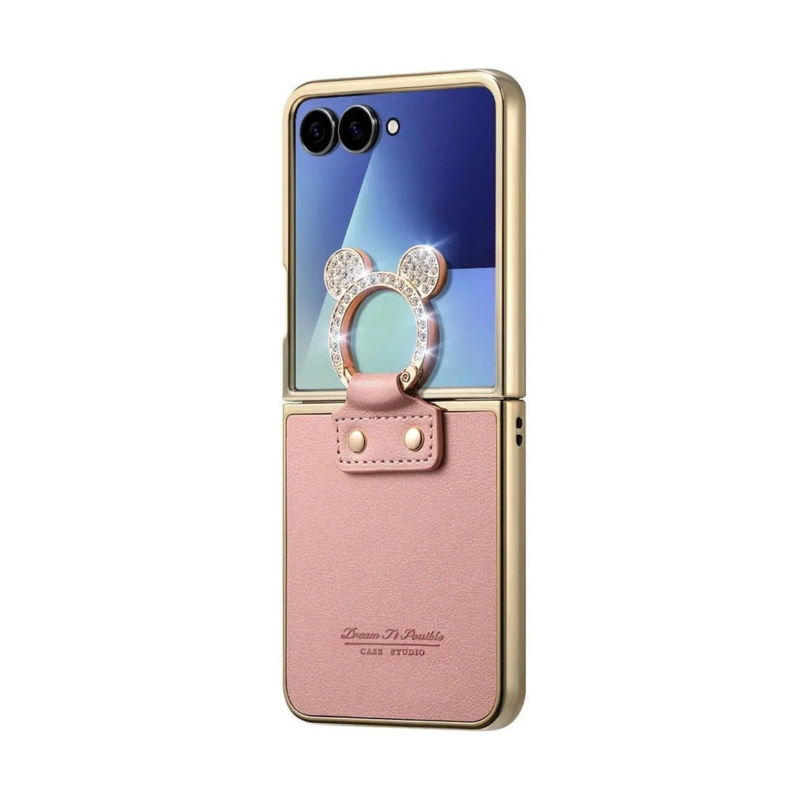 Luxury Leather Case with Rhinestone Ring Holder for Samsung Galaxy Z Flip 7