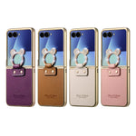 Luxury Leather Case with Rhinestone Ring Holder for Samsung Galaxy Z Flip 7