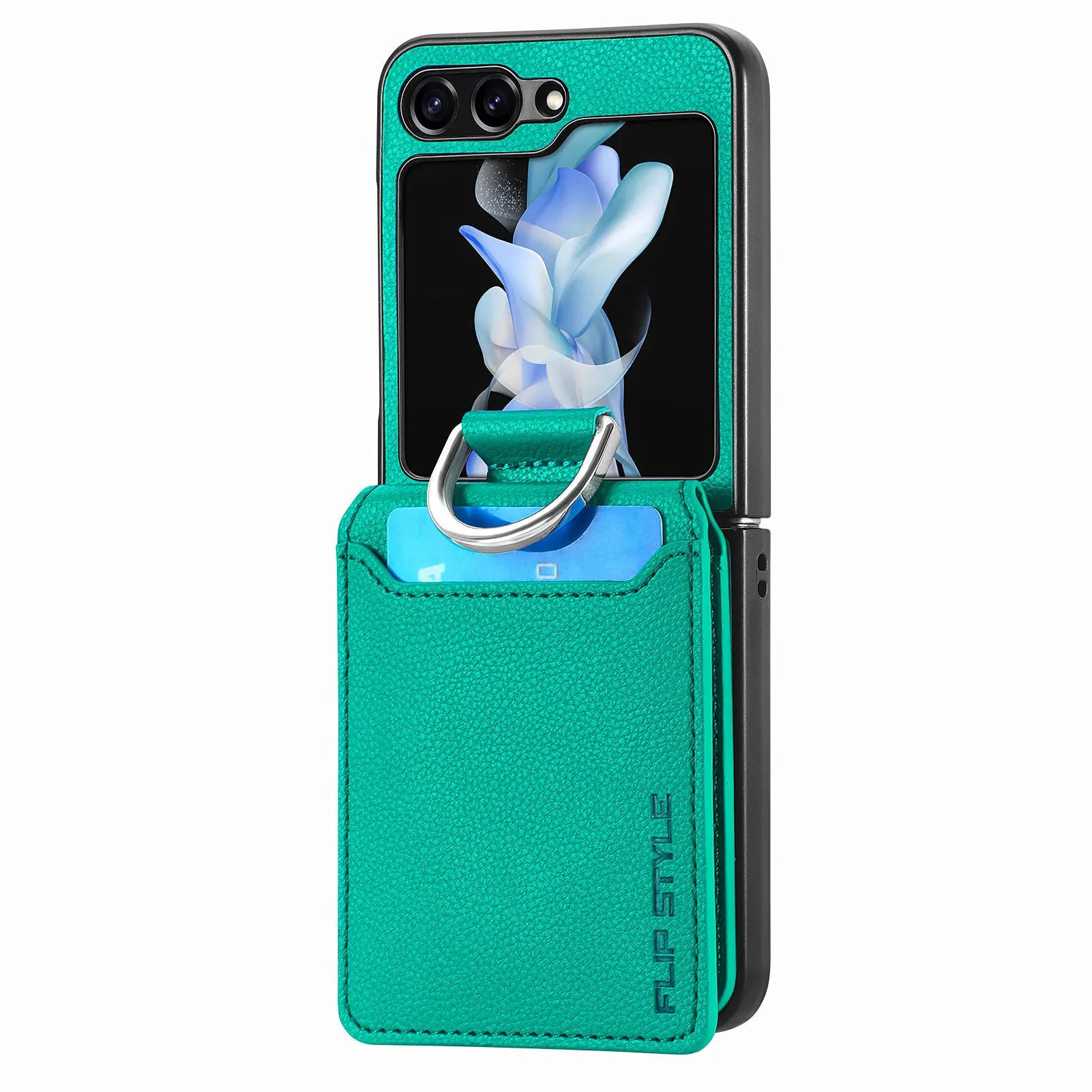 Luxury PU Leather Wallet Case with Ring for Samsung Galaxy Z Flip 5