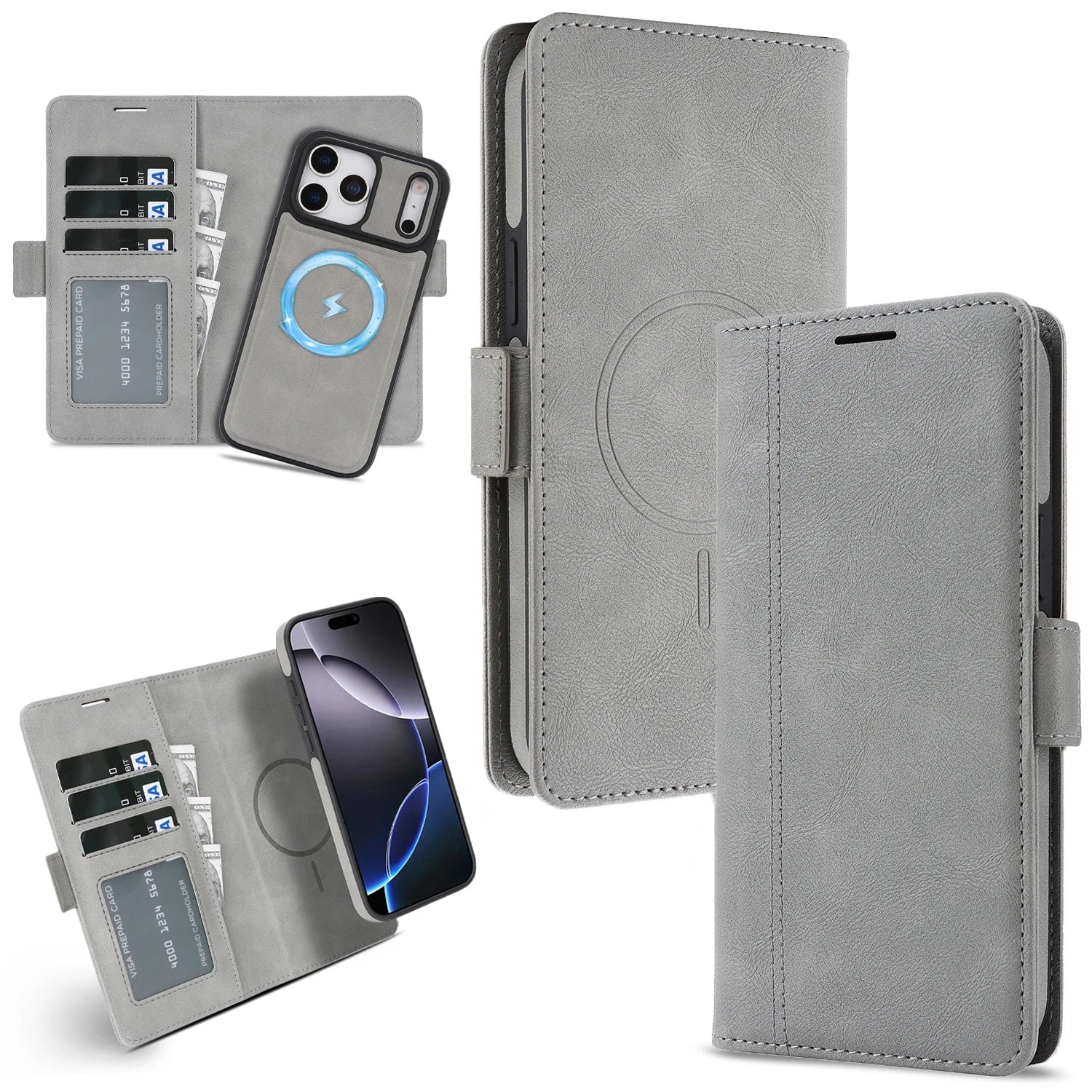 Premium 2-in-1 Leather MagSafe Wallet Case for iPhone 17 Series