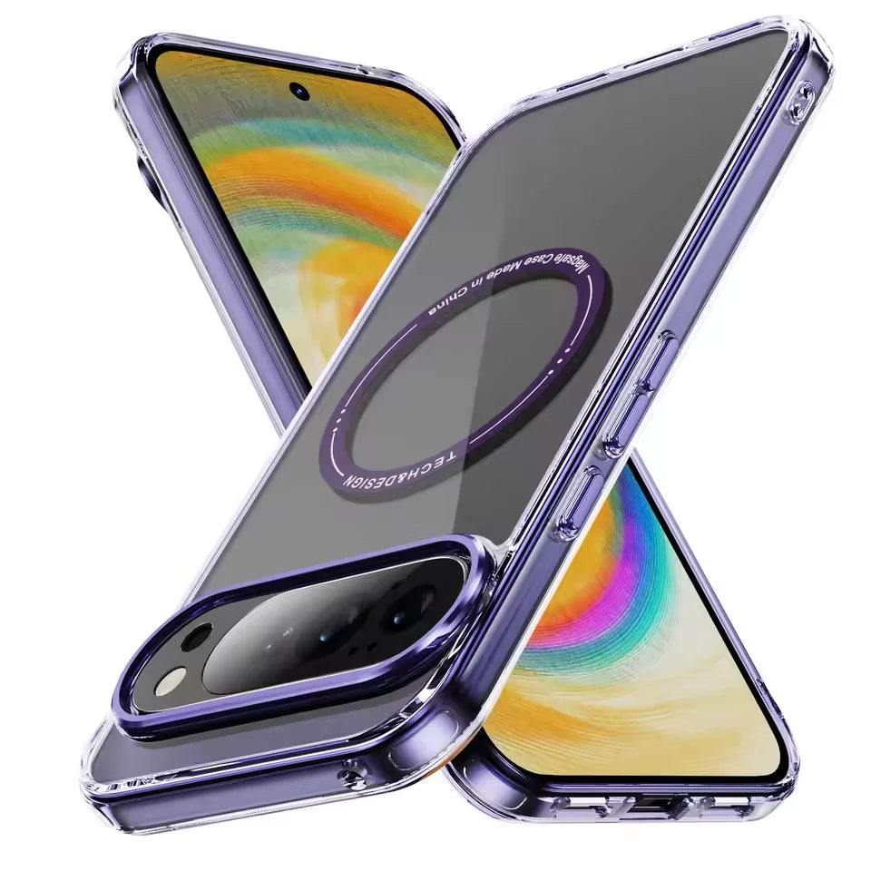 Google Pixel 10 Series Transparent Magnetic Case with Metal Buttons