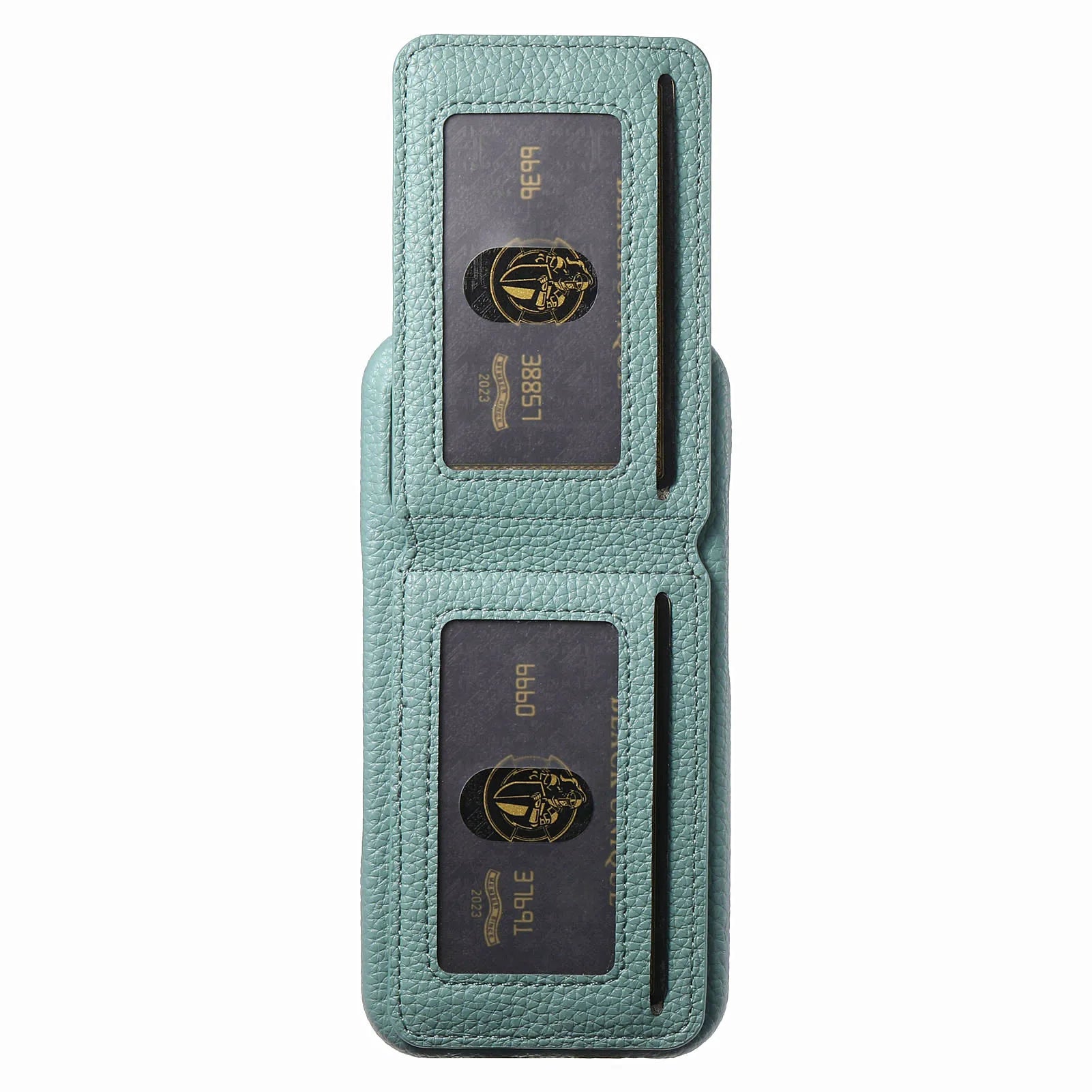 RFID Blocking Lychee Leather Vertical Card Slot Wallet Case with Stand for iPhone 17 Series