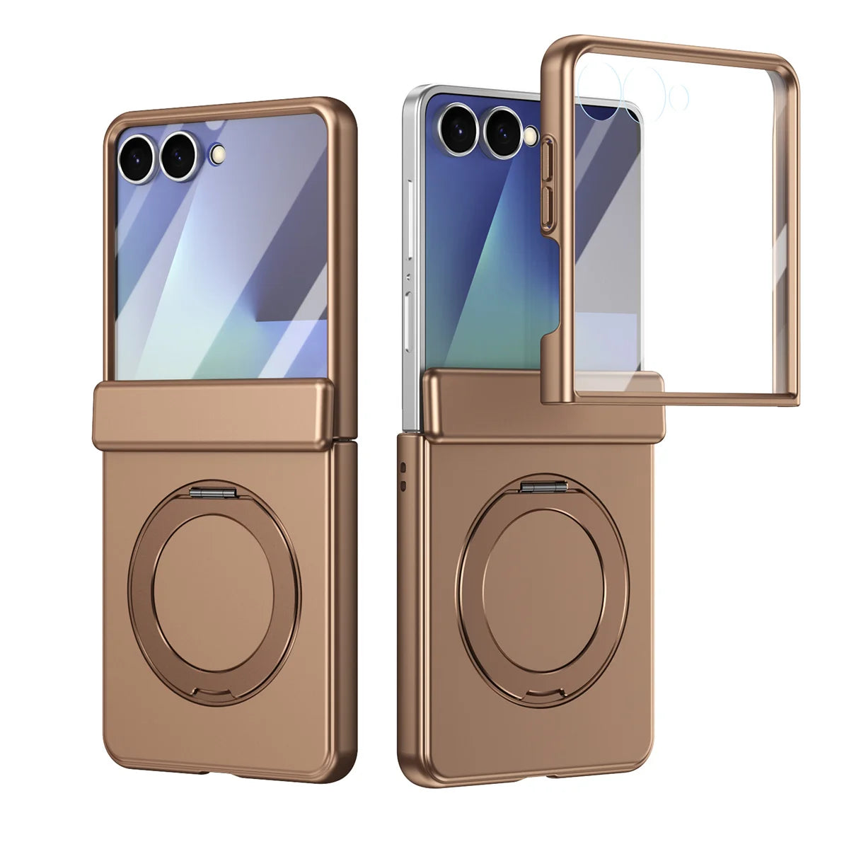 Protective Magnetic Phone Case With Rotating Ring Holder for Galaxy Z Flip 7