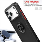 Shockproof Armor Matte Case with Magnetic Ring Holder for iPhone 17 Series