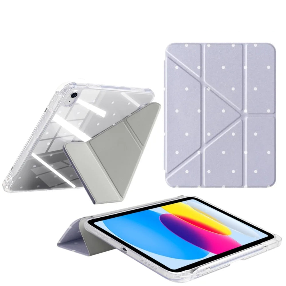 Clear-Back Trifold Stand Case with Four-Corner Airbag Protection for iPad (11th Generation)