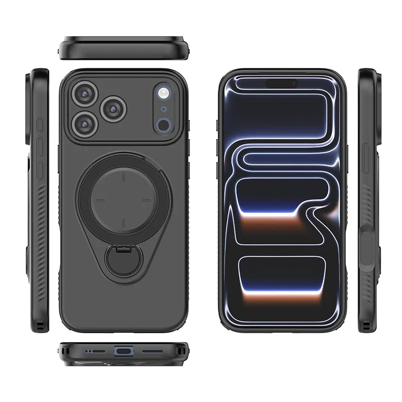 Full Protection MagSafe Case with Rotating Ring Stand for iPhone 17 Series
