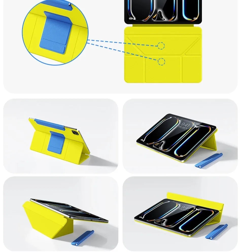 Multi-Angle Kickstand Folio Case with Magnetic Pen Holder for iPad Air M4