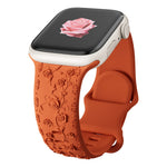 Rose Floral Engraved Strap Replacement Band for Apple Watch