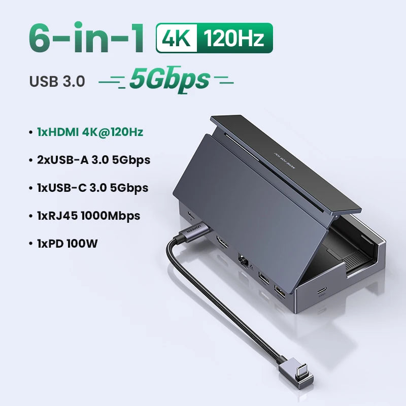 UGREEN 6-in-1 USB-C Hub Docking Station for Gaming Consoless