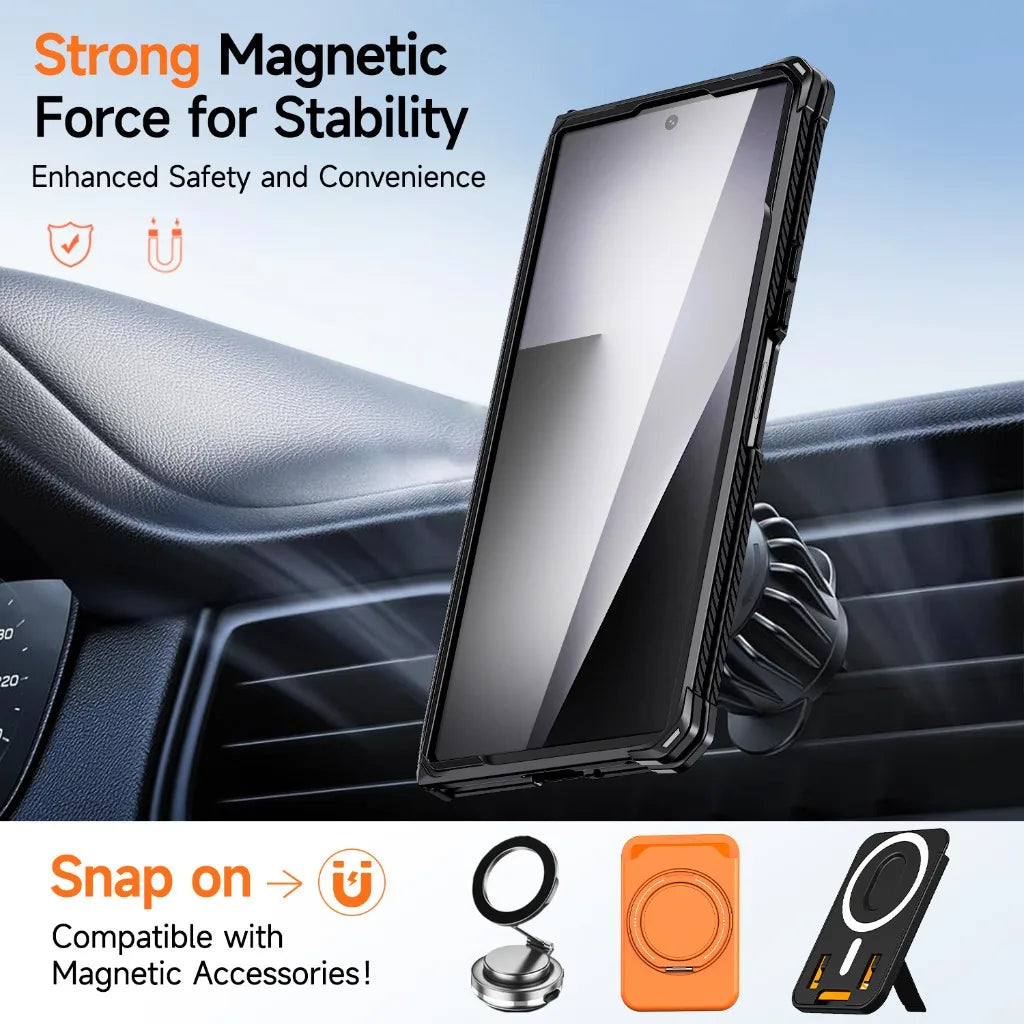 Heavy-Duty Magnetic Case with Kickstand for Samsung Galaxy Z Fold 8 Ultra