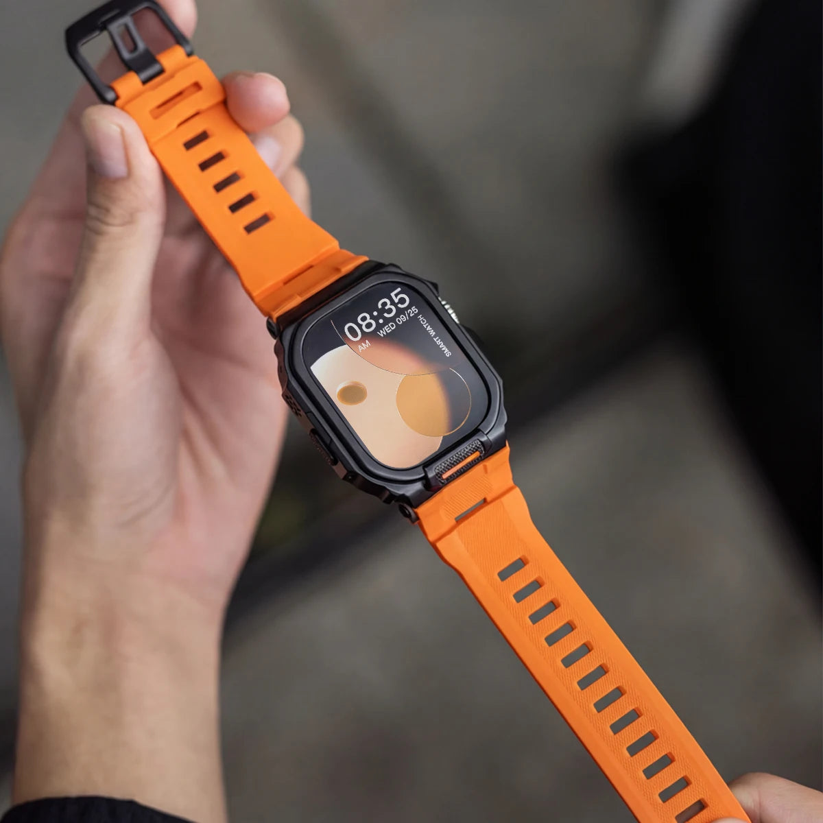 Integrated Silicone Case Band with Metal Bumper for Apple Watch