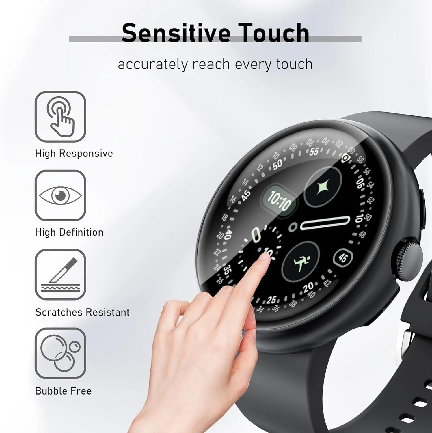Google Pixel Watch 4 Case with Tempered Glass Screen Protector