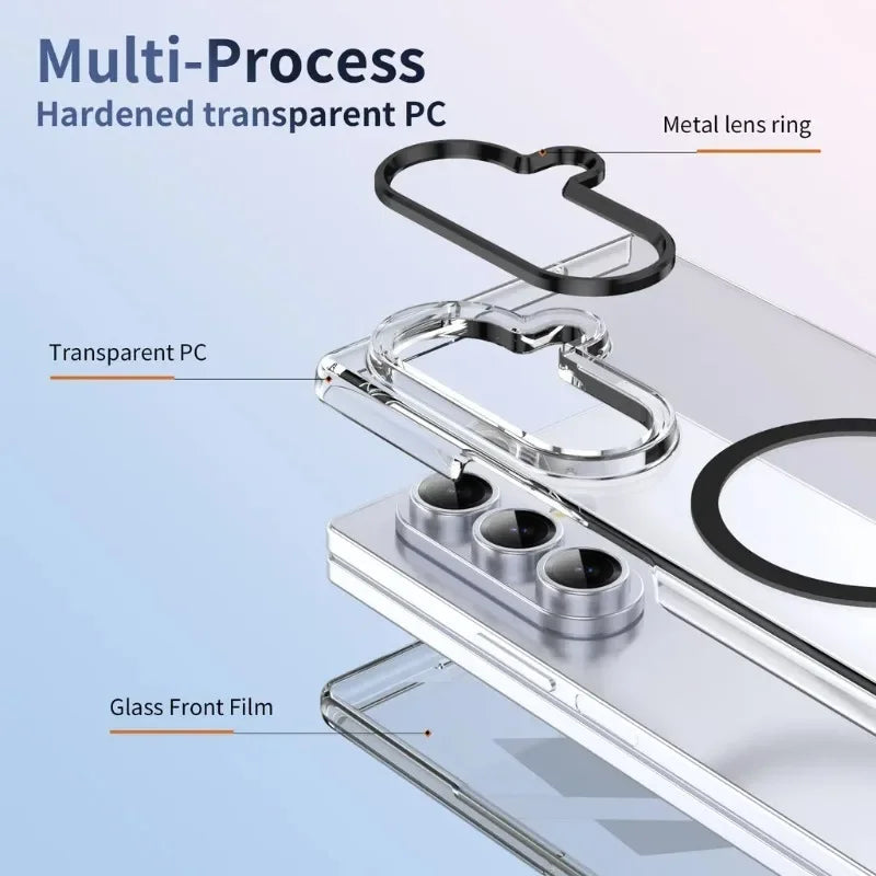 Samsung Galaxy Z Fold 6 Protective Magnetic Case with HD Glass Front Film