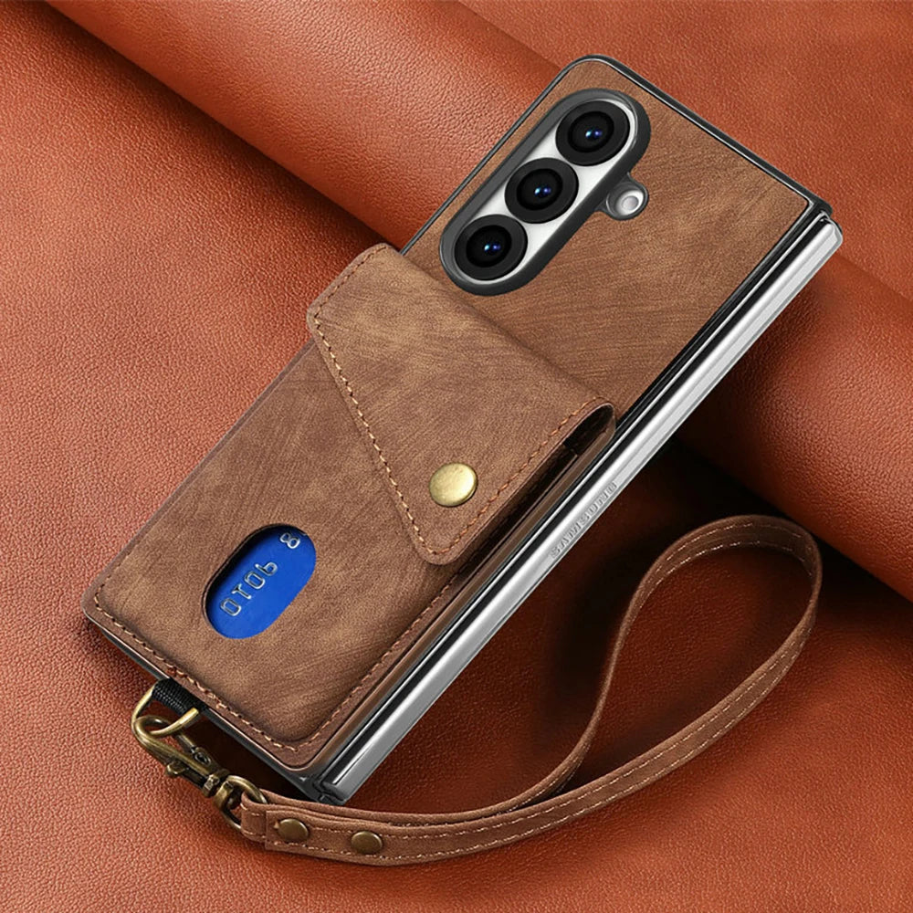 Leather Kickstand Case with Card Pocket for Samsung Galaxy Z Fold 8 Ultra