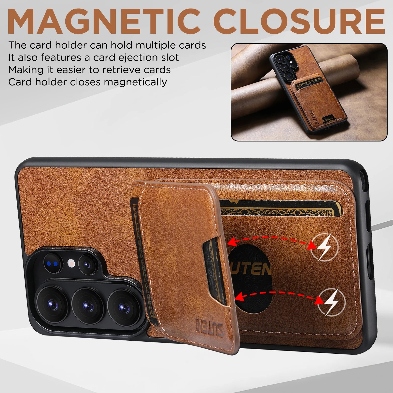 Luxury Leather Wallet Case with Kickstand for Samsung Galaxy S26 Ultra