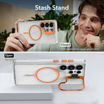 Crystal Clear Magnetic Case with Camera Bracket Stand for Samsung Galaxy S25 Series