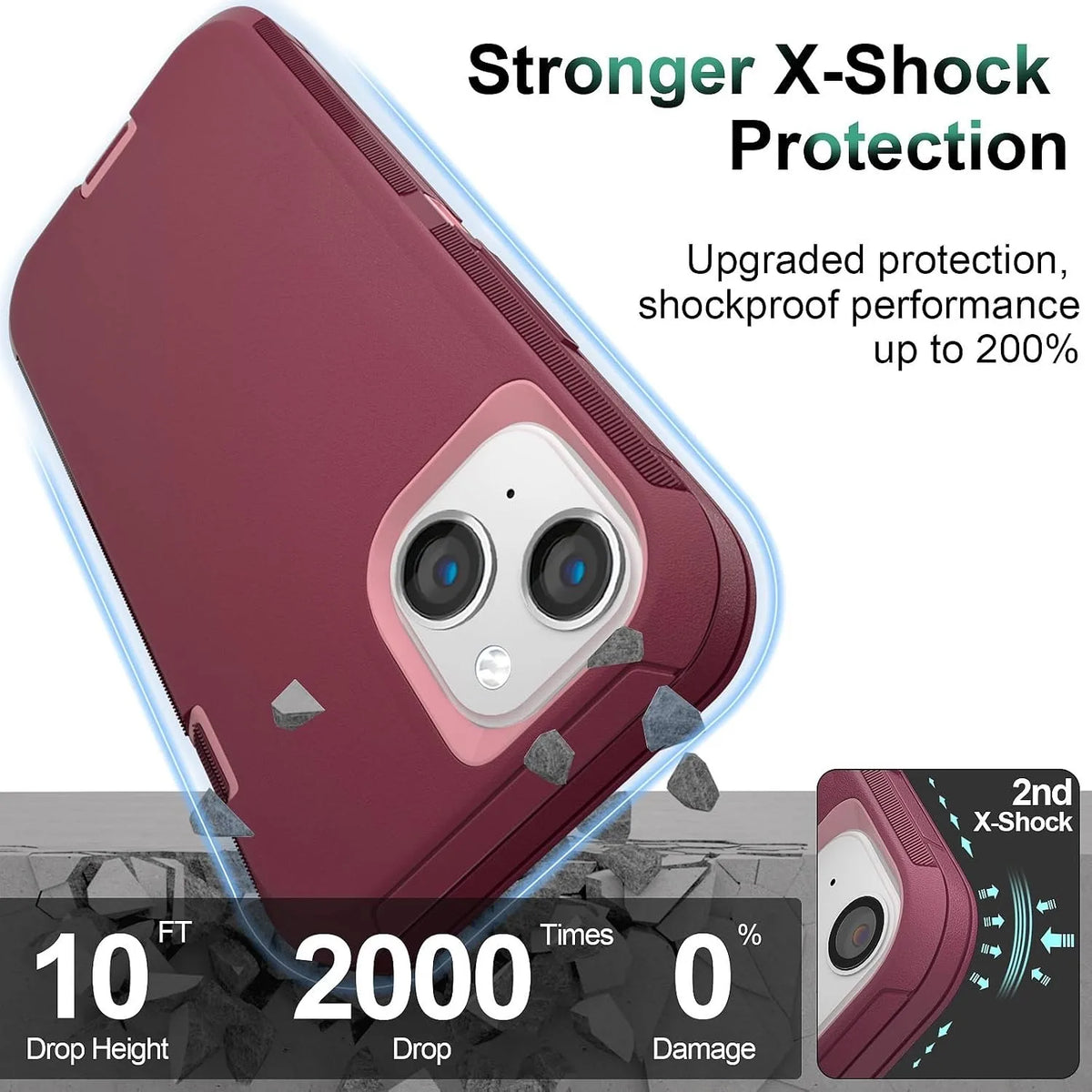 Shockproof Three-Layer Armor Case with Raised Camera Ring for iPhone 18 Series