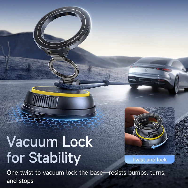 Vacuum Suction Car Phone Holder with Magnetic 360° Rotation Stand