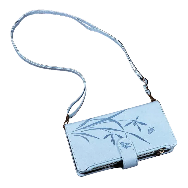 Zipper Leather Wallet Case with Folding Stand for Samsung Galaxy S25 Series