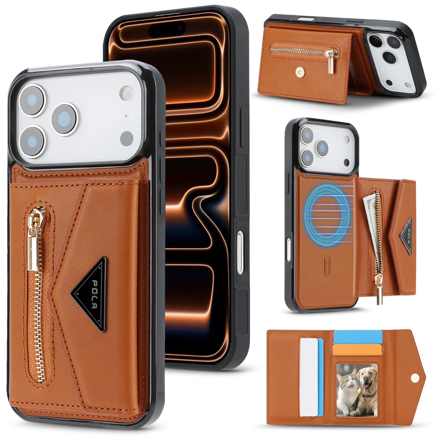 Premium Shockproof Leather MagSafe Case with Multi Card Wallet for iPhone 17 Series