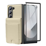 Vertical Card Slot Leather Wallet Case with Tempered Glass for Samsung Galaxy Z Fold 7
