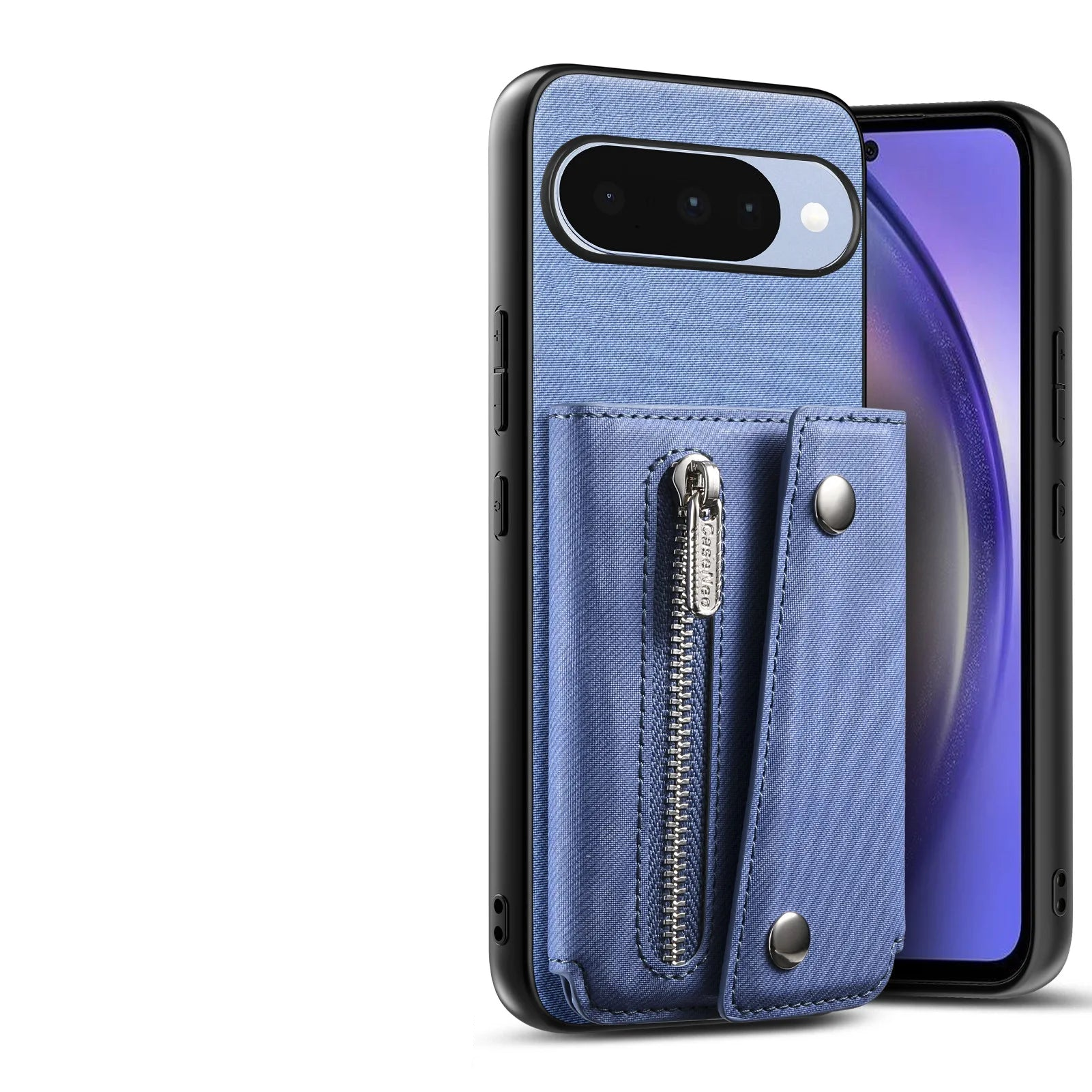 Denim Textured Leather Magnetic Case with Wallet Pocket for Google Pixel 9 Series
