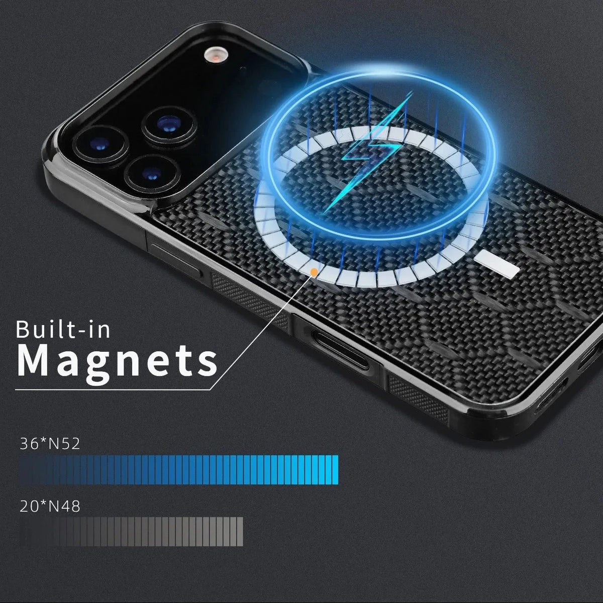 Carbon Fiber MagSafe Case with Raised Edge Protection for iPhone 17 Series
