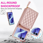 Premium Leather Wallet Cover with Zipper Card Pocket for Samsung Galaxy Z Flip 8