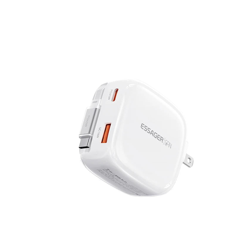 Essager 65W GaN Fast Charger with Retractable Type-C Cable