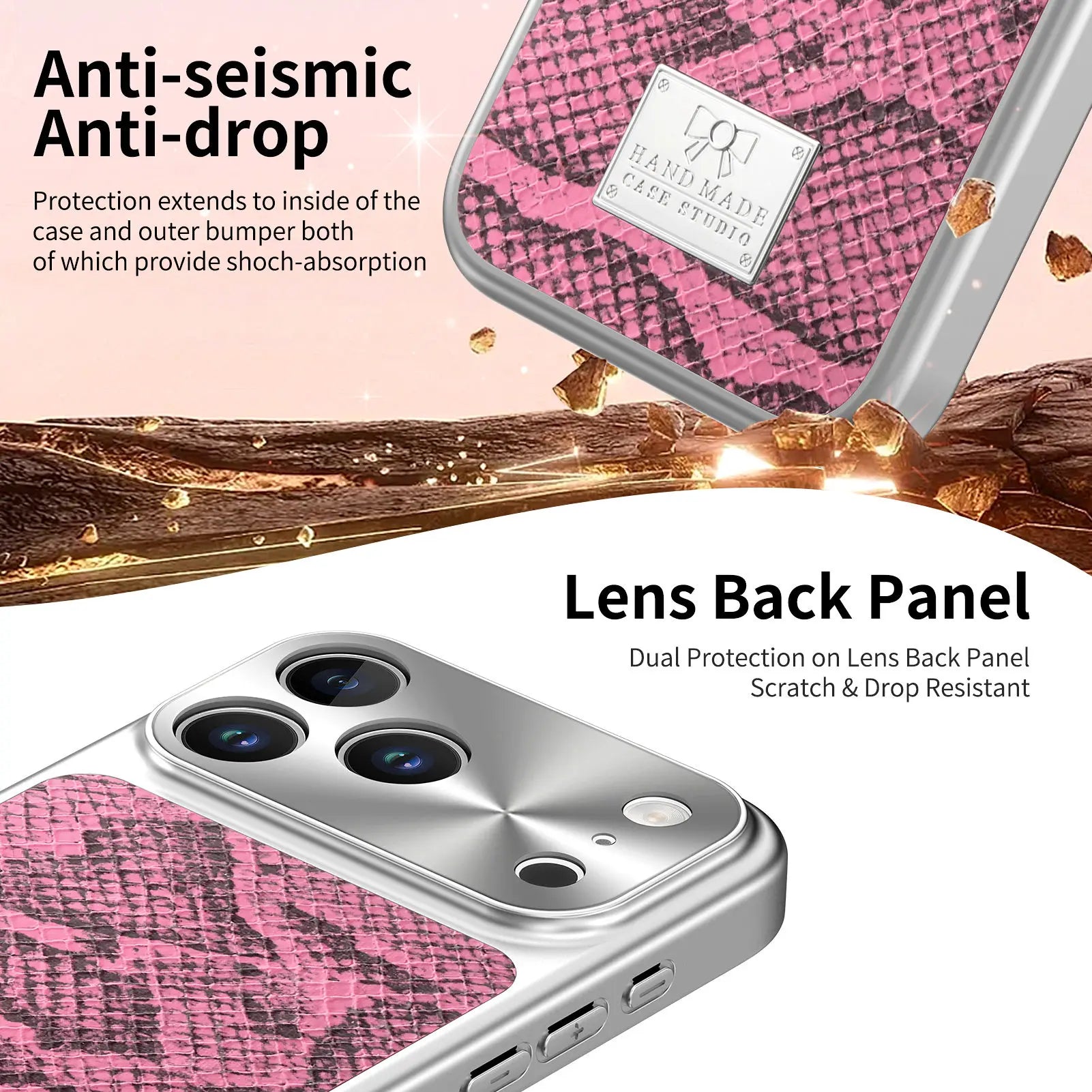 Snake Pattern Leather MagSafe Case for iPhone 17 Series