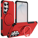 Shockproof Textured Bumper Case with 360° Rotating Magnetic Ring Stand for Samsung Galaxy S26 Series