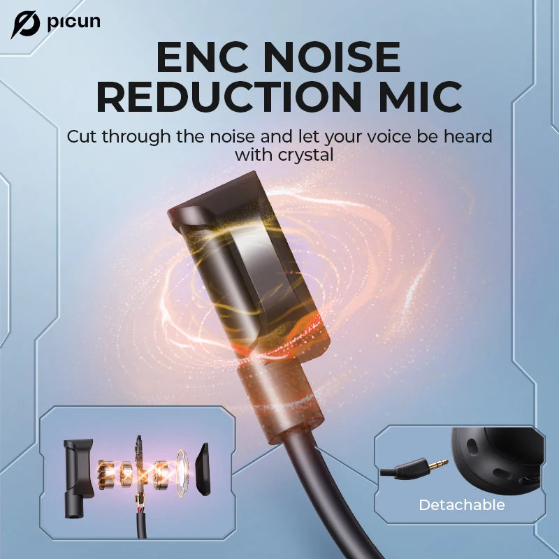 Picun UG-09 Bluetooth 5.4 Wireless Gaming Headset