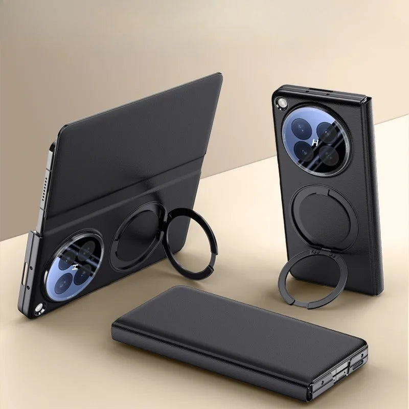 OPPO Find N6 Luxury Magnetic PU Leather Case with 360° Rotating Ring Holde
