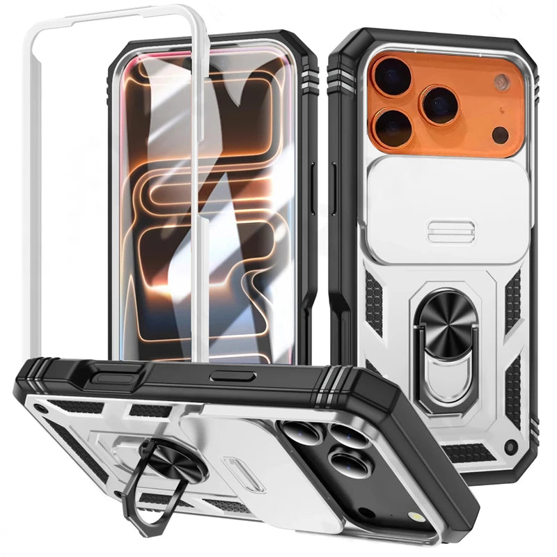 Heavy-Duty Military Armor Case with Sliding Camera Protection for iPhone 17 Series