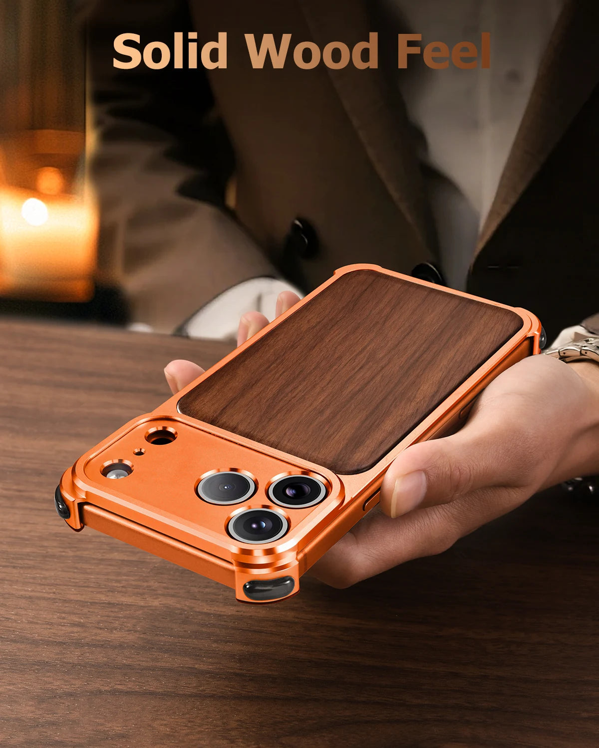 Natural Wood Style Half-Cover Case for iPhone 17 Pro & Pro Max